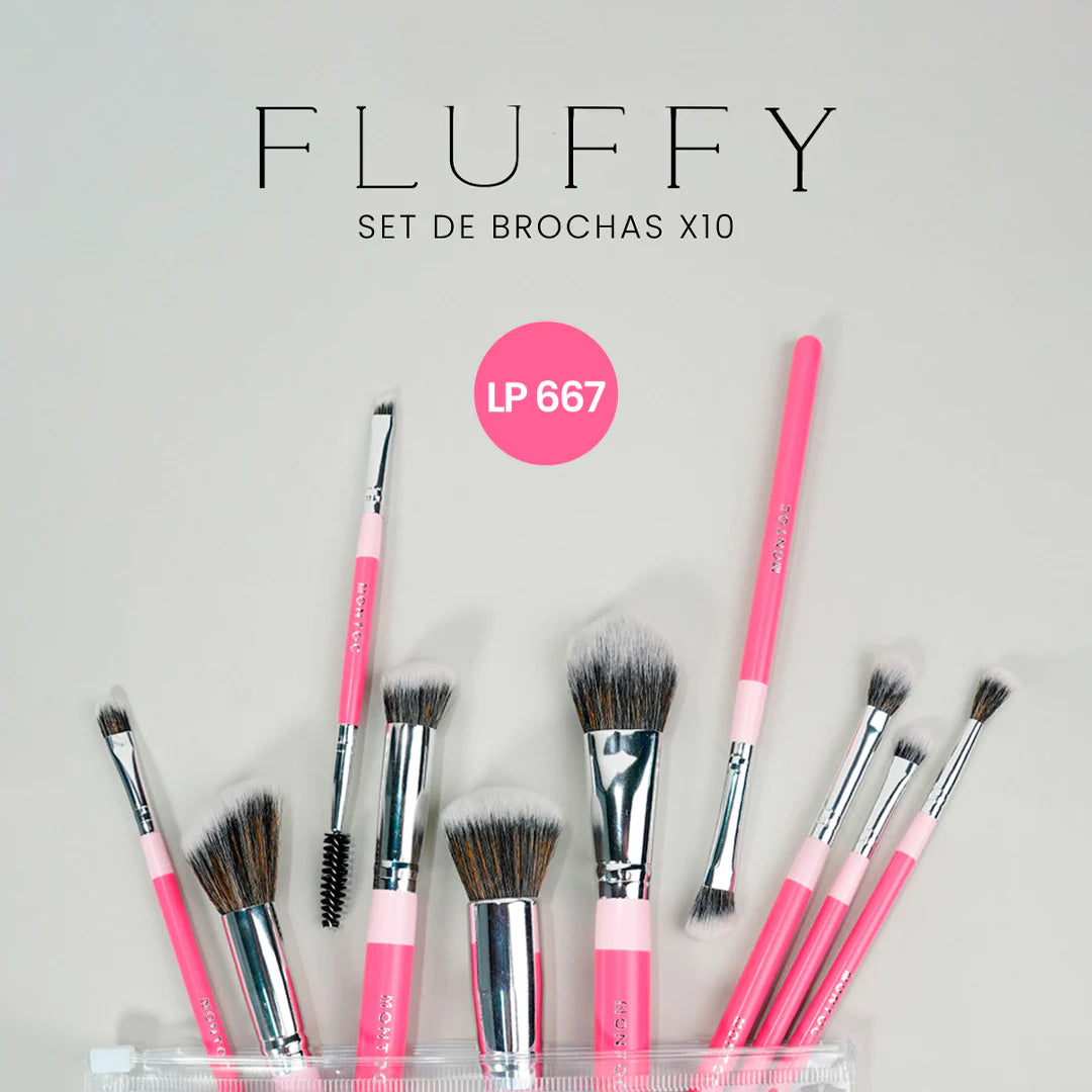 Kit de brochas Rosa Fluffy X10 Montoc